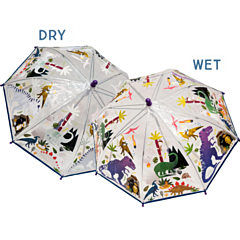 Floss & Rock - Regenschirm mit Farbwechsel - Dino Transparent