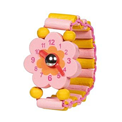 Holzuhr mit beweglichen Zeigern - Blume - Goki. Spielzeug