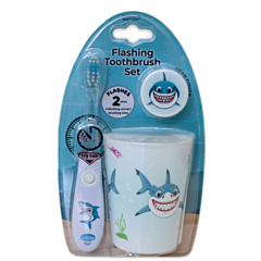 Blinkende Zahnbürste 3-teiliges Set - Haie