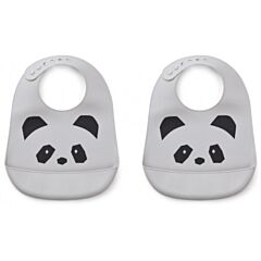 Lätzchen - Silicone Bib, Panda dumbo grey - 2 st - Liewood 