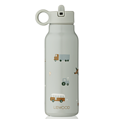 Liewood Trinkflasche - Falk water bottle - Vehicles dove blue mix - 350 ml 