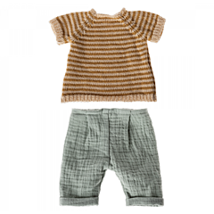Maileg - Hasen-Kleider, Junge - size 3 - Strickhemd und -hose. Spielzeug