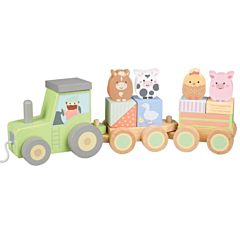Nachziehspielzeug aus Holz - Traktor mit Anhänger - Orange Tree Toys. Spielzeug