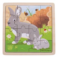 Puzzle - Kaninchen-Mutter und Baby - 16 Teile - Bigjigs