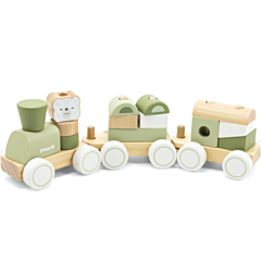 Holzspielzeug - Zug mit Klötzen, Grün - Polar B. Spielzeug, Taufgeschenk