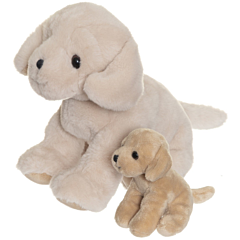 Teddykompaniet Kuscheltier - Die Hündin Tess mit Welpe - 30 und 12 cm. Spielzeug und Taufgeschenk