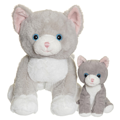 Teddykompaniet Kuscheltier - Tuva, die Katze mit Jungem - 30 und 12 cm. Spielzeug, Taufgeschenk